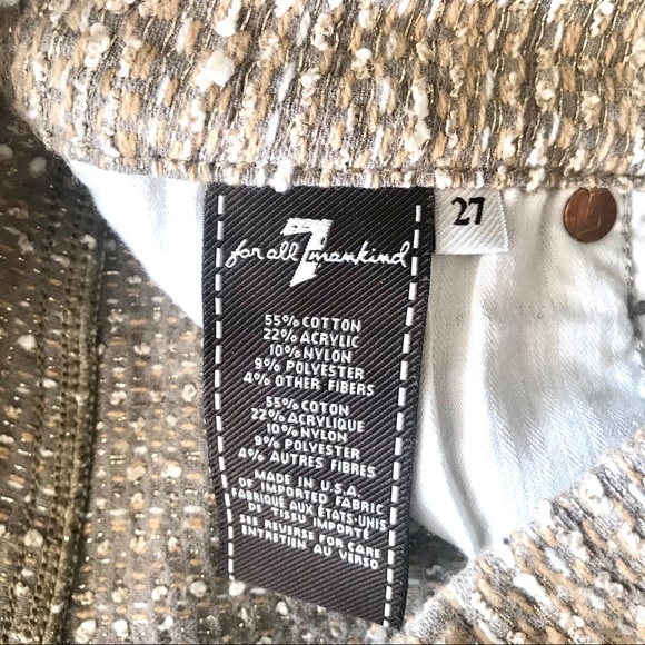 7 For All Man Kind Woven Gold Skinny Pants Sz 27 - Picture 3 of 7